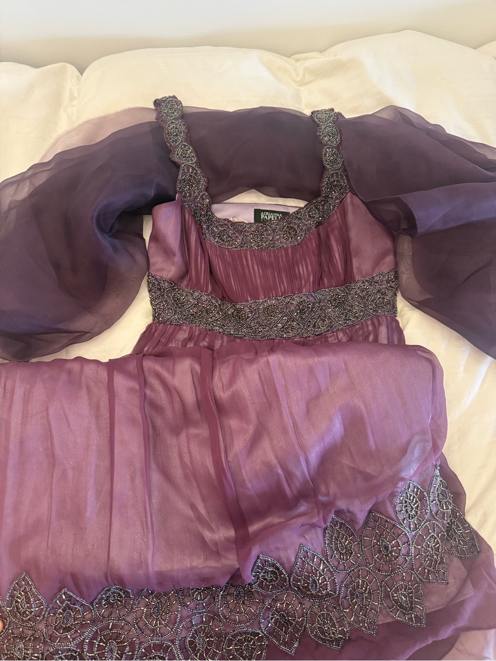 Adrianna Papell 100% silk floor length formal dress